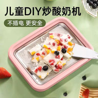 Mini Manual Fried Yogurt Machine with Stainless Steel Pan for Homemade Ice Cream & Sorbet