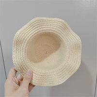 Cute Wavy Brim Mini Straw Hat for Dolls & Small Pets, Decorative Doll Accessories