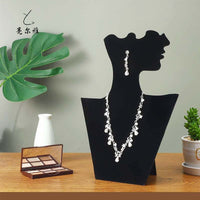 Foldable Velvet Jewelry Display Stand for Necklaces and Earrings, Black