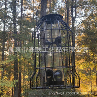 Outdoor Hanging Bird Feeder Squirrel-Proof Iron Art Design for Garden Patio