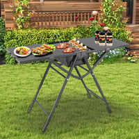 Foldable Outdoor BBQ Grill with Table, Portable Camping Picnic Charcoal Grill