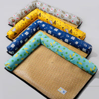 Pet Cooling Mat Breathable Summer Sleeping Pad for Cats and Small Dogs, Polyester Cotton Edge Square Pet Bed