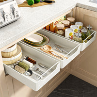 Pull-Out Stainless Steel Cabinet Organizer for Kitchen Seasoning, Dishes, and Bowls