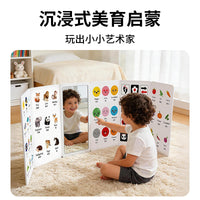 Baby Early Education Cognitive Folding Screen Game Toy Double-Sided Cartoon Educational Learning Card for Kids Room