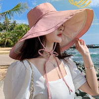Women's Reversible Wide Brim Sun Hat UV Protection Foldable Fisherman Beach Cap