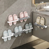 Wall-Mounted Slipper Rack for Bathroom, No-Drill Shoe Organizer, Space-Saving Storage for Slippers and Shoes