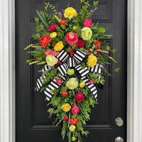 Spring Easter Floral Swag Wreath for Front Door Decor