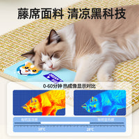 Pet Cooling Mat for Dogs, Breathable Rattan Weave Summer Sleeping Pad for Small to Large Dogs