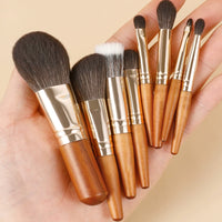 Mini 9-Piece Makeup Brush Set with Portable Bag - Powder, Nose Shadow, Eyeshadow Brushes