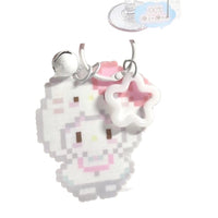 Cute Pixel Cat Bell Acrylic Keychain for Bags and Gifts