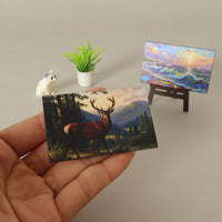 Miniature Dollhouse Painting Easel & Fish Tank Decor Set