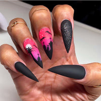 Halloween Stiletto Press-On Nails with Spooky Designs