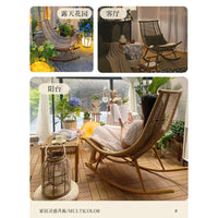 Outdoor Wicker Rocking Chair with Ottoman and Cushions for Patio Garden Balcony