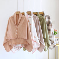Wearable Flannel Fleece Blanket Shawl for Office and Napping