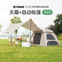 Tawa Automatic Pop-Up Tent with Tarp for Outdoor Camping, Sun Protection, and Rainproof Family Travel