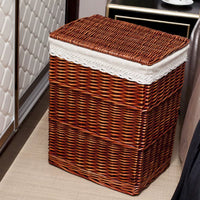 Woven Laundry Hamper with Liner, Rattan-Style Storage Basket for Clothes, Toys, and Sundries