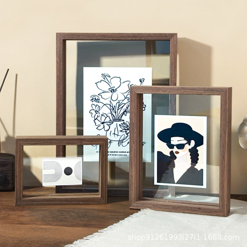 Double-Sided Transparent Glass Photo Frame for Displaying Pictures, Specimens, and Artwork