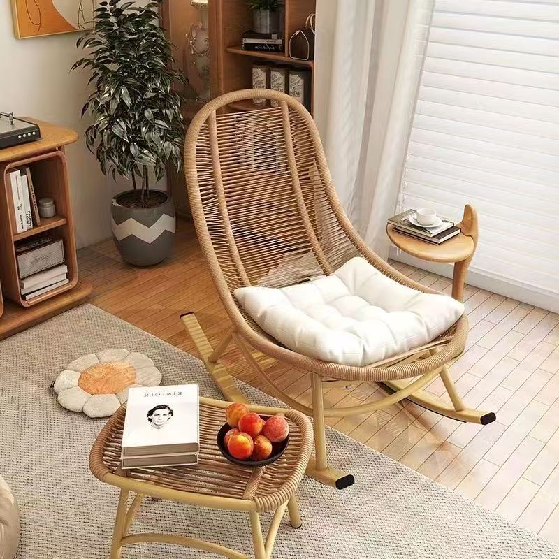 Rattan Woven Rocking Chair Lounge Balcony Leisure Courtyard Recliner Outdoor Single Sofa Chair