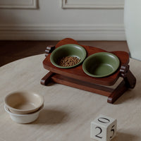 Peture Adjustable Height Ceramic Pet Bowl for Cats and Small Dogs, Double or Single Bowl Design