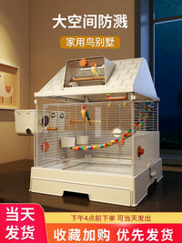 Large Anti-Splash Bird Cage Villa for Parrots, Cockatiels, Peonies, and Sun Conures