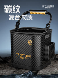 Portable Folding Fishing Bucket with Net Lid and Water Rope for Live Fish, Camping, and Outdoor Activities