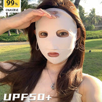 Women's Summer UV Protection Ice Silk Breathable Face Mask with Neck Gaiter and Drink Opening