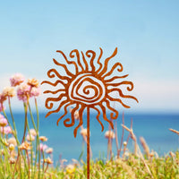 Rustic Iron Garden Stake Decor - Butterfly, Sun, Bee, Bird Designs for Yard & Planter