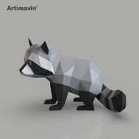 Raccoon 3D Paper Model Craft Kit for Display