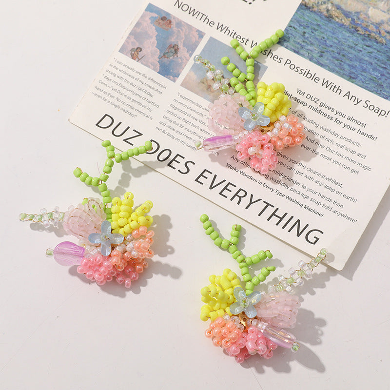 DIY Dopamine Floral Cluster Beaded Hair Accessories & Earrings Material