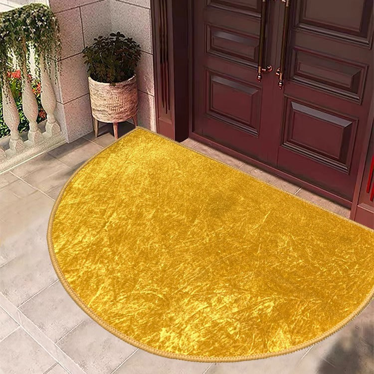 Semi-Circular Gold Prosperity Entrance Mat Non-Slip Floor Rug for Living Room Hallway