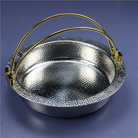 Japanese Style Sukiyaki Hot Pot 304 Stainless Steel Hammered Cookware with Handles