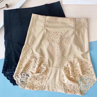 Women's High-Waist Tummy Control Shaper Shorts with Lace Trim