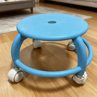 Kids' Rolling Stool with Silent Wheels, Low Height Plastic Round Stool for Home, Learning, and Grouting