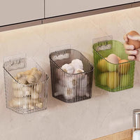 Wall-Mounted Plastic Storage Basket for Kitchen & Bathroom