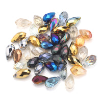 Iridescent Teardrop Crystal Glass Beads for DIY Jewelry Making, 8x13mm