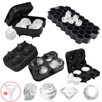 Silicone Ice Cube Tray with Lid or Funnel for Homemade Ice Balls and Cubes