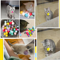 Silent Macaron Plush Cat Toy Balls for Kittens, Self-Amusement Pet Play Set