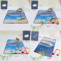 3D Pop-Up Cruise Ship Greeting Card with Ocean Wave Sound