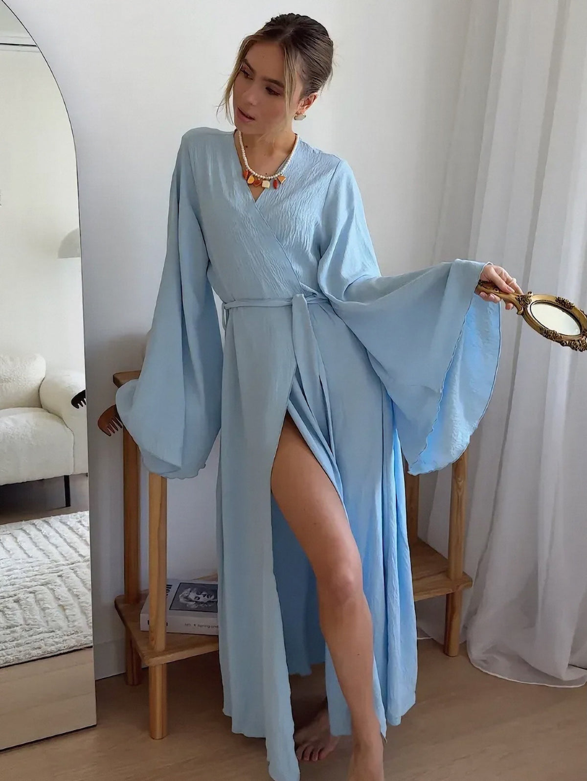 Women's Elegant Cardigan Long Dress Loungewear Two-Wear Autumn Fashion