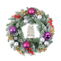 Christmas Frosted White Wreath with LED Lights for Door and Window Decoration