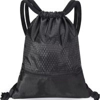 Waterproof Oxford Drawstring Backpack with Zipper Pocket for Sports and Outdoor Activities