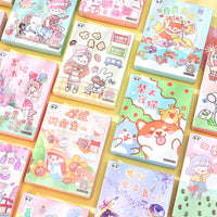 Cute Cartoon Girl Washi Sticker Pack for Journaling - 50 Sheets INS Stationery Decoration