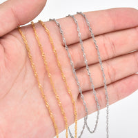 18K Gold Plated Stainless Steel Water Wave Chain for DIY Jewelry Making