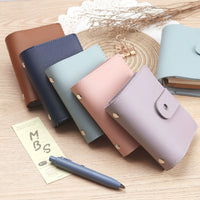 A7 Soft Leatherette Double Snap Button Binder Notebook Cover Retro Mini Portable Pocket Journal