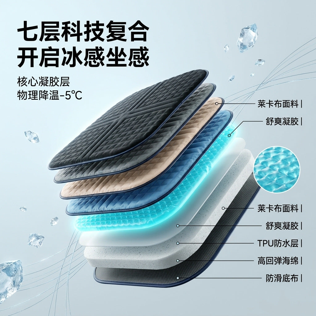 Solid Gel Cooling Seat Cushion for Summer, Car, Office, and Pets - Dual-Use Hot and Cold
