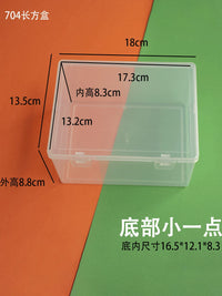 Rectangular Clear Plastic Storage Box with Hinged Lid for Desktop Accessories, Tools, Fishing Gear