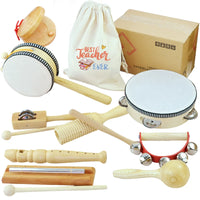 Orff Percussion Instrument Set for Early Childhood Music Education - 7 to 14 Piece Classroom Montessori Kit