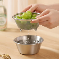 Mini Stainless Steel Colander Strainer Basket for Kitchen Rice Vegetable Washing