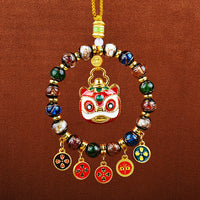 Tibetan Style Caishen Car Hanging Ornament with Abacus and Glazed Beads for Wealth and Prosperity