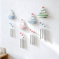 Mediterranean Style Iron Sailboat Wind Chime Home Decor